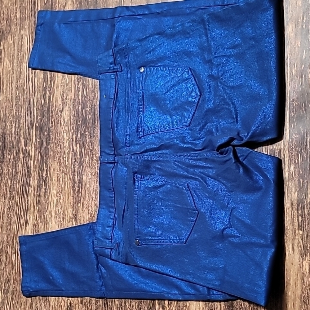 SAPPHIRE INK Pants Jeans Royal Blue Metallic /Iridescent Size 11 - Picture 3 of 9